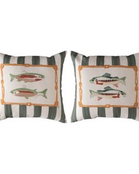 Gone Fishing Green 18 In Climaweave Pillow by   