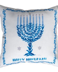 Happy Hanukkah Floral 18 In Climaweave Pillow by   