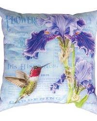 Iris And Hummingbird 18 In Climaweave Pillow by   