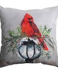 Cardinal On Light Post 18 In Climaweave Pillow by   
