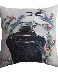 2 Chickadee's On Mailbox 18 In Climaweave Pillow by   