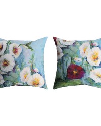Holly Hocks And Hummingbird 18 In Climaweave Pillow by   