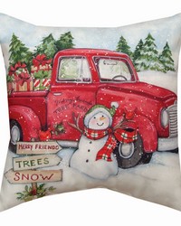 Red Truck Christmas Snowman 18 Pw Climaweave by   