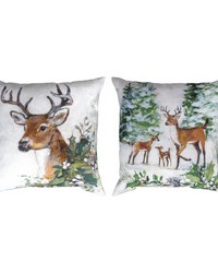 Season's Frost - Deer Family 18 In Clmaweave Pillow by   