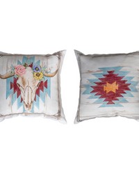 Rosewood Ranch - Cow Skull 18 In Climaweave Pillow by   