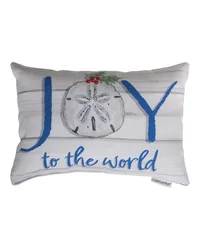Nautical Holiday Joy To The World Word Pillow by   