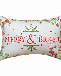 Merry And Bright Word Pillow by   