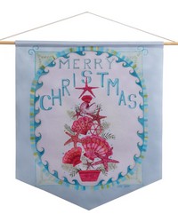 Merry Christmas Seashell Topiary Pennant by   