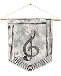 Music Note With Flowers - Treble Pennant by   