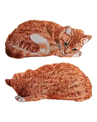 Orange Tabby Shaped Pillow by   