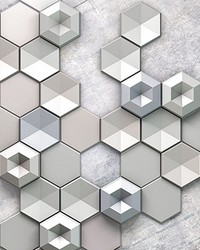 Concrete Hexagon Wall Mural by  Brewster Wallcovering 