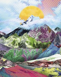 Colorful Mountain Top Wall Mural by  Brewster Wallcovering 