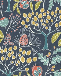 Groovy Garden Navy Peel & Stick Wallpaper by   