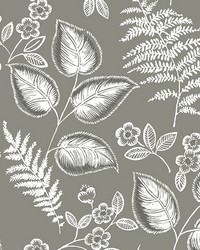Grey Foliage Peel & Stick Wallpaper by   