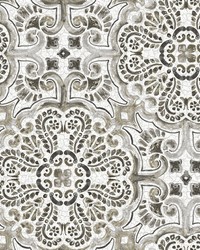 Black Florentine Tile Peel & Stick Wallpaper by   