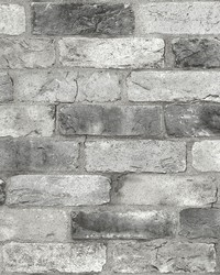 Grey London Brick Peel & Stick Wallpaper by   