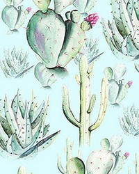 Cactus Blue Wall Mural by   