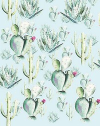 Cactus Blue Wall Mural by   