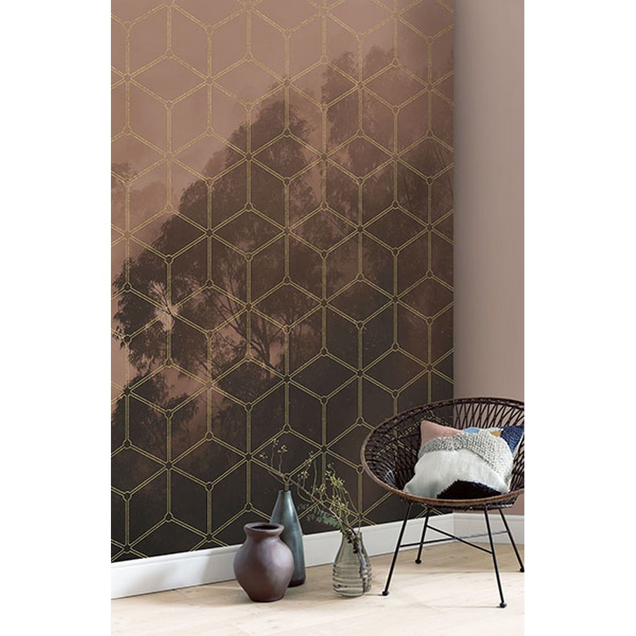Golden Grid Wall Mural Wallpaper
