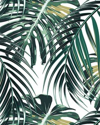 Tropical Leaves Wall Mural by   