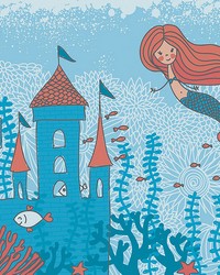 Mermaid Castle Wall Mural by  Brewster Wallcovering 