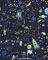 Space Doodle Wall Mural by   