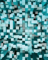 Blue 3D Pixels Wall Mural by   