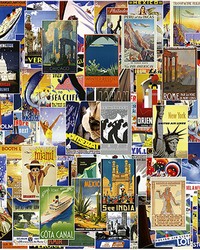 Vintage Travel Poster Wall Mural by  Brewster Wallcovering 