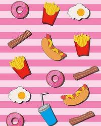 Fast Food Kitchen Pink Wall Mural by   