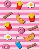 Wall Pops Fast Food Kitchen Pink Wall Mural Multicolor