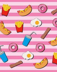 Fast Food Kitchen Pink Wall Mural by   