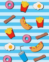 Fast Food Kitchen Blue Wall Mural by   
