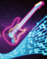 Neon Kids Guitar Wall Mural by  Brewster Wallcovering 