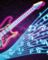 Neon Kids Guitar Wall Mural by  Brewster Wallcovering 