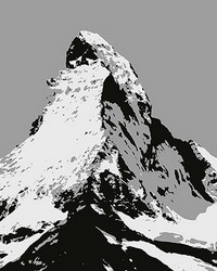 Matterhorn Illustration Black And White Wall Mural by  Brewster Wallcovering 