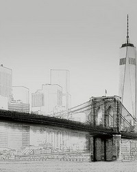 New York Art Illustration Black And White Wall Mural by  Brewster Wallcovering 