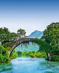 Bridge Crosses A River In China Wall Mural by   