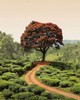Wall Pops Red Tree And Hills In Sri Lanka Wall Mural Greens