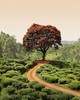 Wall Pops Red Tree And Hills In Sri Lanka Wall Mural Greens