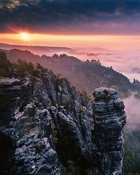 Sunrise On The Rocks Wall Mural by   