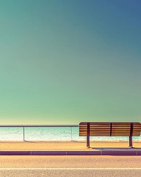 Bench And Sea Wall Mural by  Brewster Wallcovering 