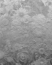 Silver Flowers Wall Mural by  Brewster Wallcovering 