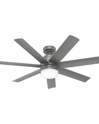 Hunter 52 inch Brazos ENERGY STAR&reg; Matte Silver Damp Rated Ceiling Fan with LED Light Kit and Ha by   