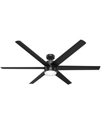 Hunter 72 inch Solaria ENERGY STAR&reg; Matte Black Damp Rated Ceiling Fan with LED Light Kit and Wa by   