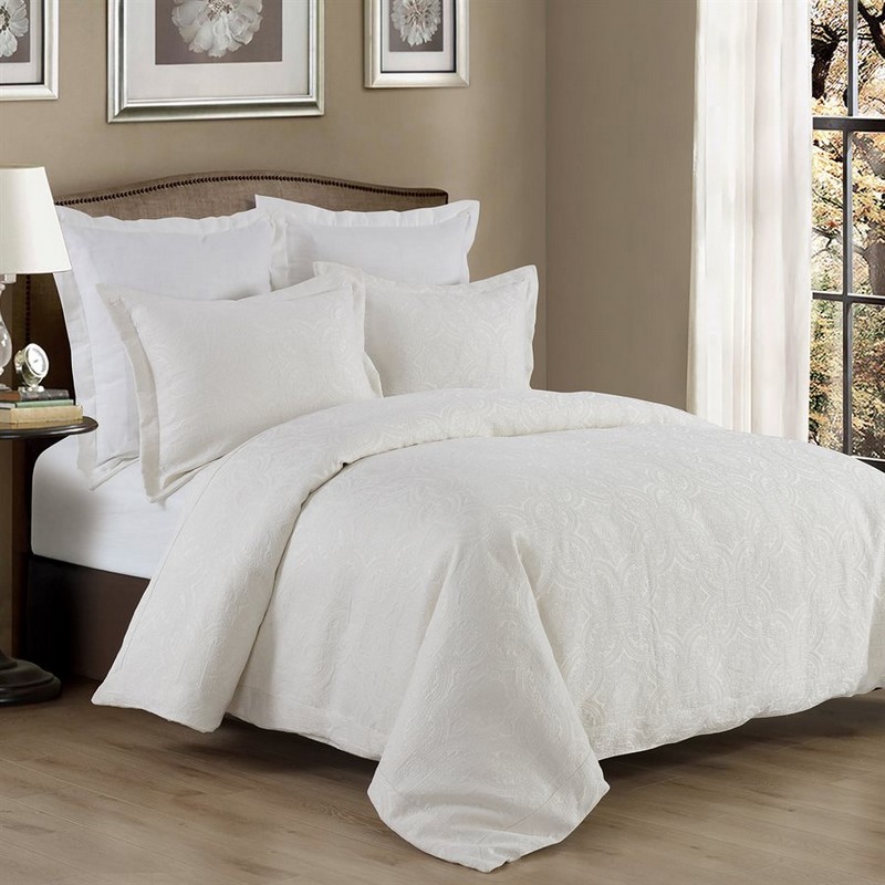 3 PC Matelasse Coverlet Super Queen White Bedding
