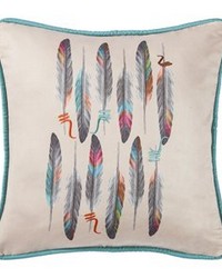 Feather Design Pillow with Embroidery Details 18x18 by   