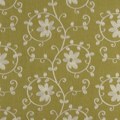 Clarke and Clarke Ashley Apple in Tatton Linens Collection Green Viscose  Blend Vine and Flower   Fabric