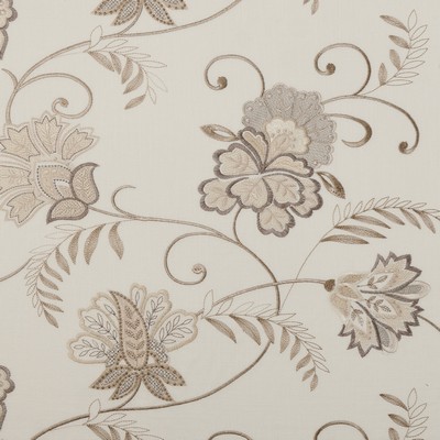 Clarke and Clarke Bukhara Natural in Bukhara Collection Beige Viscose  Blend Jacobean Floral   Fabric