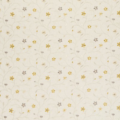 Clarke and Clarke Mellor Citrus in Ribble Valley Collection Polyester  Blend Crewel and Embroidered  Floral Embroidery  Fabric