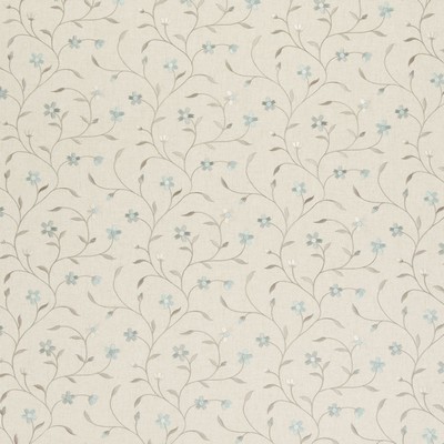 Clarke and Clarke Mellor F0599 F0599/03 CAC Mineral in 9595 Grey Polyester  Blend Crewel and Embroidered  Floral Embroidery  Fabric